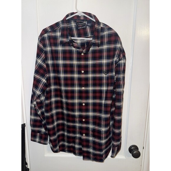Chaps Mens XL Classic Oxford Red Plaid Long Sleeve Button Down Shirt - Picture 1 of 3